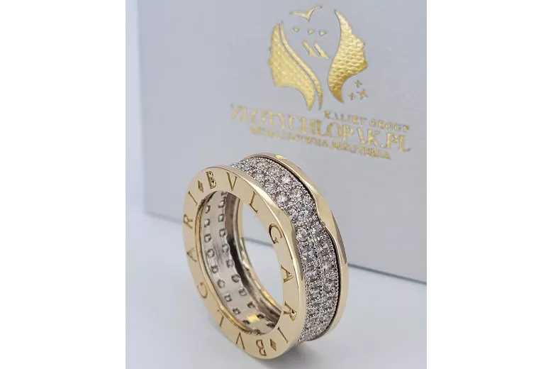 Russischer sowjetischer rosafarbener 14-karätiger 585-Gold-Vintage-Ring vrn001