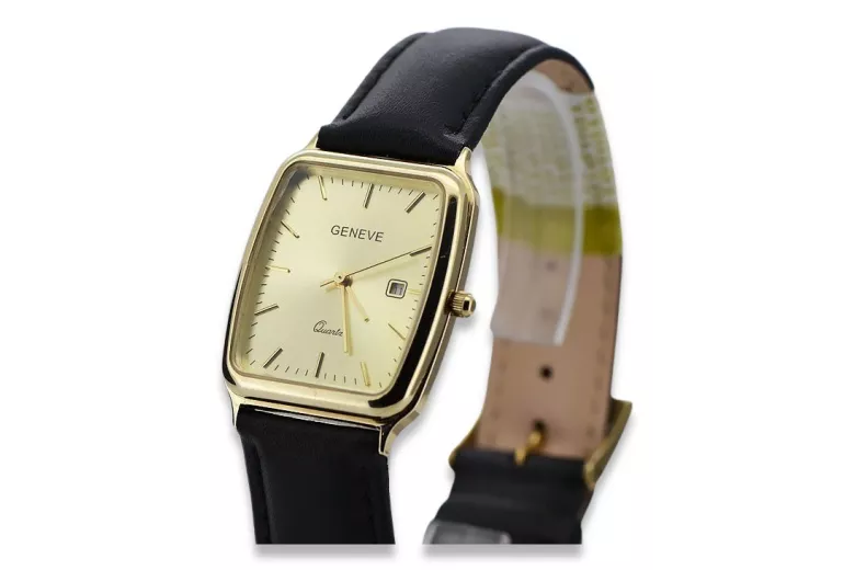 Italienische 14k gold Gelb Herrenuhr Geneve mw002y