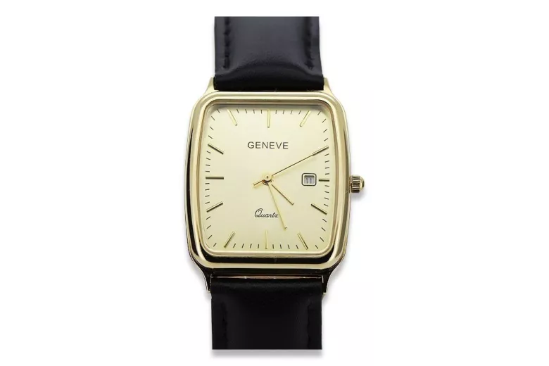 Gold men's watch Geneve ★ zlotychlopak.pl ★ Gold purity 585 333 Low Price!