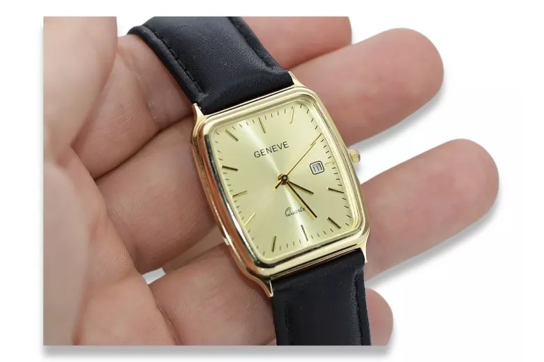 Italienische 14k gold Gelb Herrenuhr Geneve mw002y