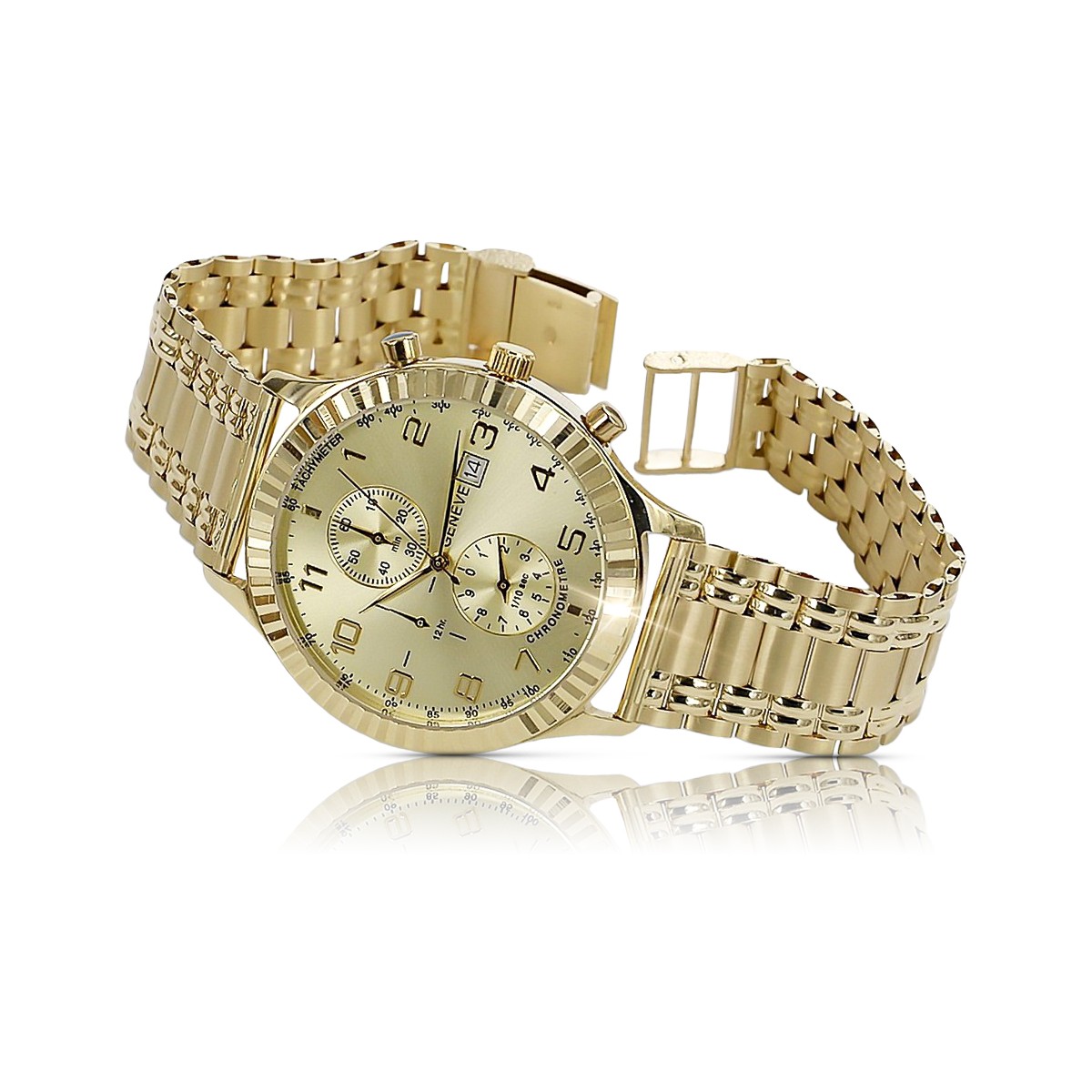 Goldene Herrenuhr Geneve ★ zlotychlopak.pl ★ Gold Reinheit 585 333 Niedriger Preis!