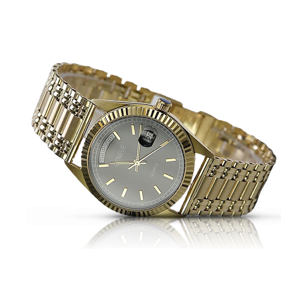 Gold men's watch Geneve ★ zlotychlopak.pl ★ Gold purity 585 333 Low Price!