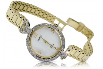 Итальянский желтый золото женские часы Geneve Lady Gift Geneve lw004y