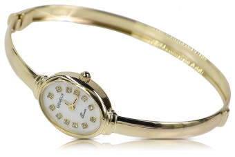 Italiană galben 14k 585 doamnă de aur Geneve ceas Lady Cadou lw014y