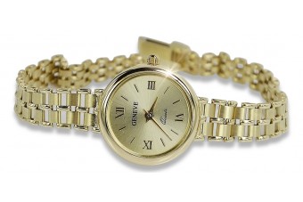 Italienische gelbe 14k goldene Damenuhr Geneve lw028y