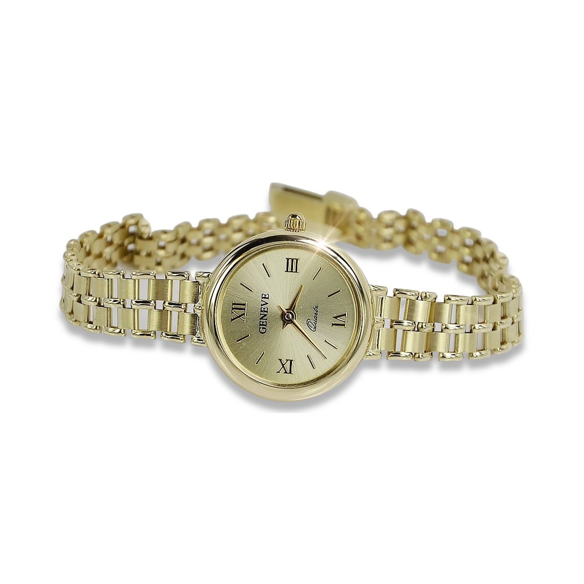 Italienische gelbe 14k goldene Damenuhr Geneve lw028y