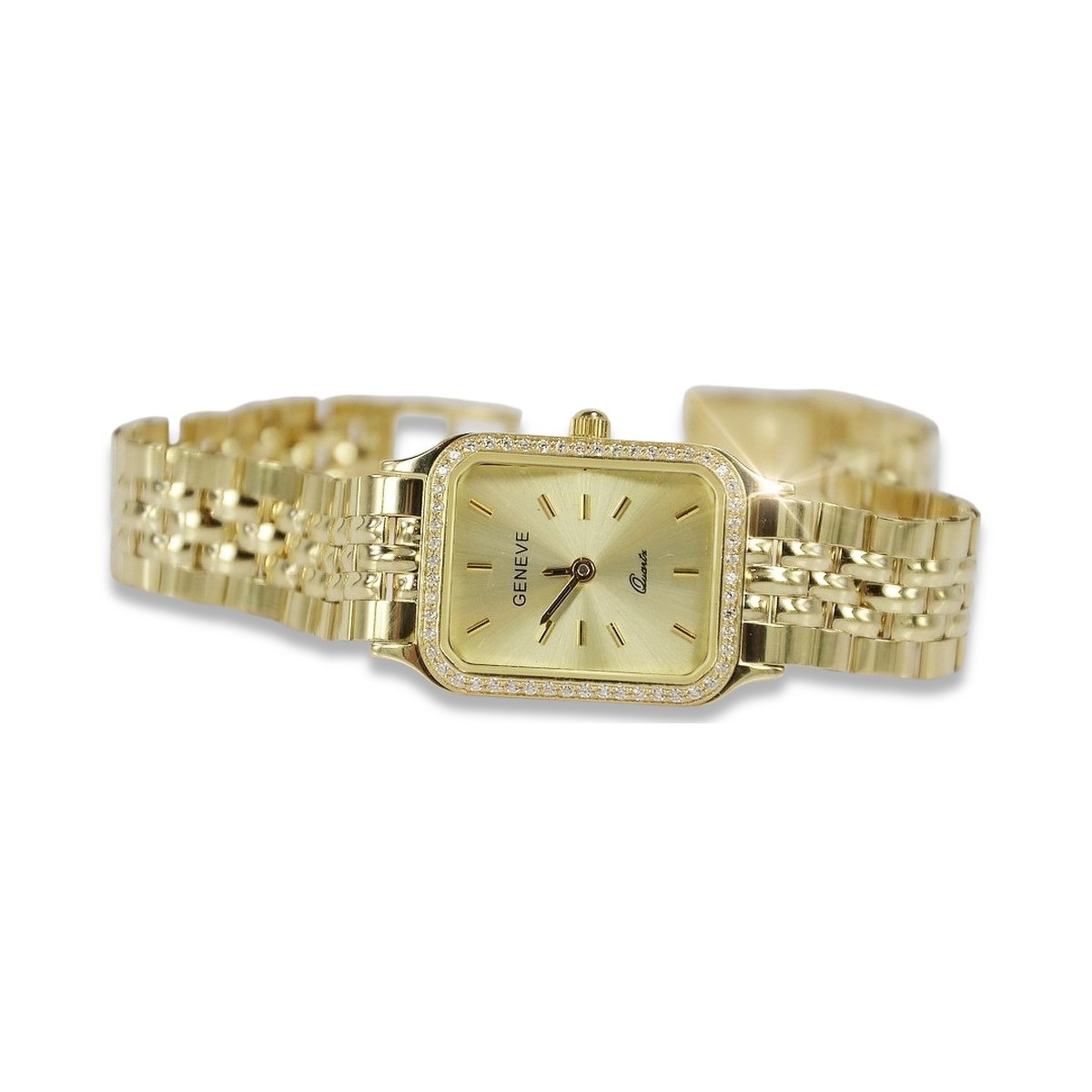 Goldene Herrenuhr Geneve ★ zlotychlopak.pl ★ Gold Reinheit 585 333 Niedriger Preis!