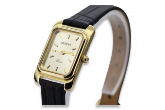 Gelbe Geneve-Damenuhr aus 14 Karat 585er Gold lw003y