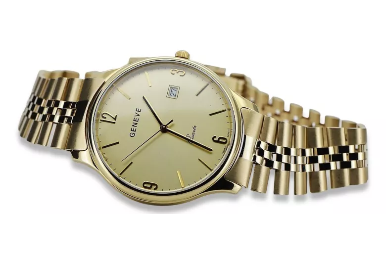 Gold men's watch Geneve ★ zlotychlopak.pl ★ Gold purity 585 333 Low Price!