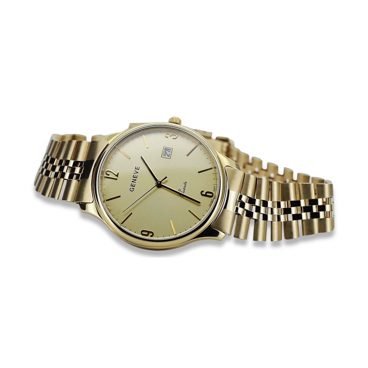 Gold men's watch Geneve ★ zlotychlopak.pl ★ Gold purity 585 333 Low Price!