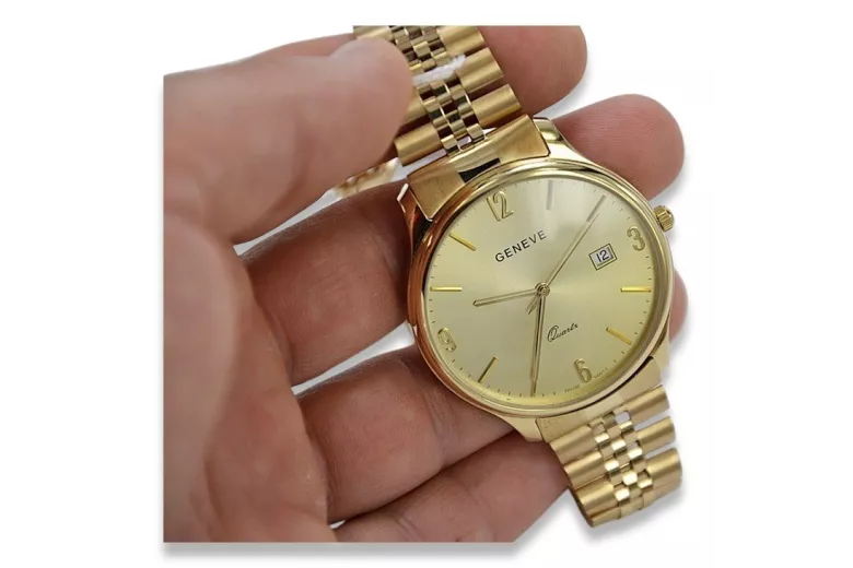 Złoty zegarek męski 14k 585 z bransoletą Geneve mw017y&mbw018y