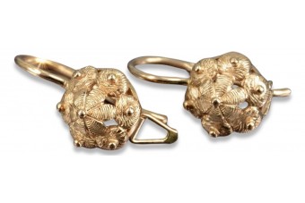 "Cercei Unici Vintage cu Frunze, Realizați din Aur Roz de 14k, Fără Pietre" ven207