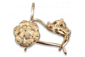 "Aretes Vintage de Hoja en Oro Rosa Antiguo Original de 14k Sin Piedras" ven207