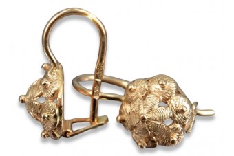 "Безкаменни оригинални обици от 14k розово злат ven207