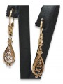 "Boucles d'oreilles vintage en or rose 14k 585 sans pierres, style feuille" ven110