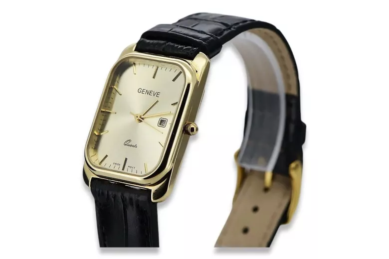 Reloj de oro para hombre Geneve ★ zlotychlopak.pl ★ Pureza de oro 585 333 Precio bajo!