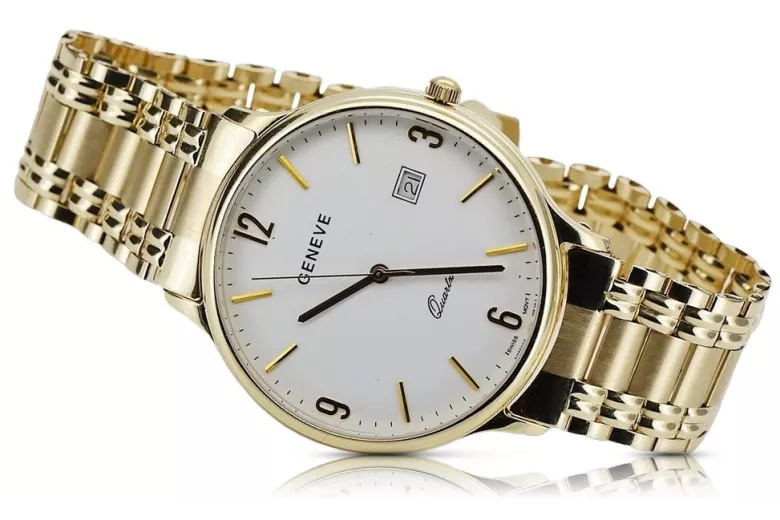 Reloj de oro para hombre Geneve ★ zlotychlopak.pl ★ Pureza de oro 585 333 Precio bajo!