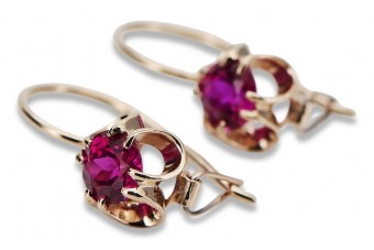 Vintage rose pink 14k 585 gold earrings vec035 alexandrite ruby emerald sapphire ...