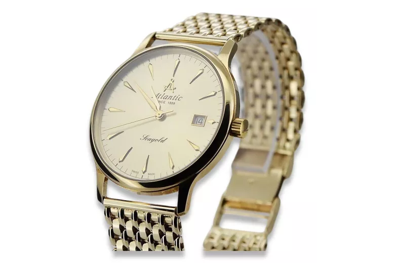 reloj Atlantic de oro 14k 585 con pulsera para hombre mw003y&mbw013y