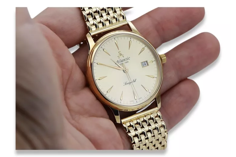 Gold men's watch Geneve ★ zlotychlopak.pl ★ Gold purity 585 333 Low Price!