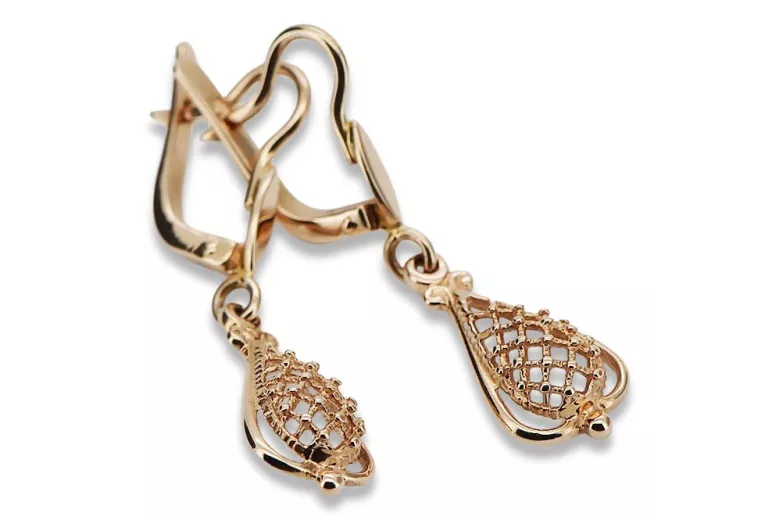 "Exclusivité vintage: Boucles d'oreilles feuille en or rose 14 carats 585 sans pierres" ven151