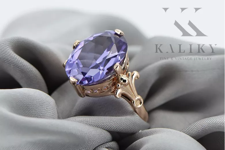 Russe soviétique rose 14k 585 or Alexandrite rubis émeraude saphir Zircon bague vrc369