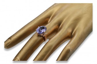 Russe soviétique rose 14k 585 or Alexandrite rubis émeraude saphir Zircon bague vrc369