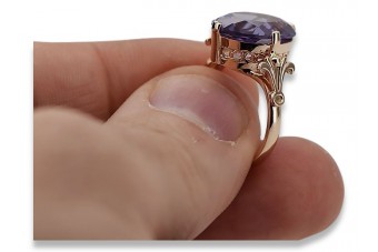 Russian Soviet rose 14k 585 gold Alexandrite Ruby Emerald Sapphire Zircon ring  vrc369