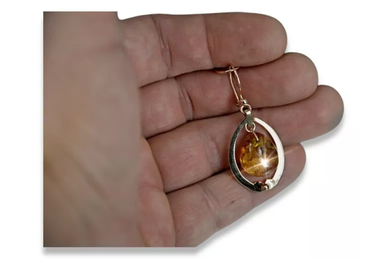 Russian rose Soviet gold vintage antique Amber earrings