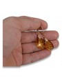 Russian Soviet silver rose gold plated 925 Amber earrings veab002