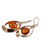 Russian Soviet silver rose gold plated 925 Amber earrings veab009