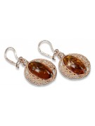 Boucles d’oreilles argentées soviétiques plaquées or rose 925 Amber veab011