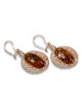 Russian Soviet silver rose gold plated 925 Amber earrings veab011