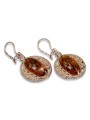 Russian Soviet silver rose gold plated 925 Amber earrings veab011