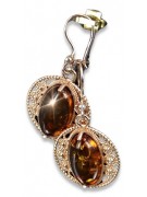 Russian Soviet silver rose gold plated 925 Amber earrings veab011