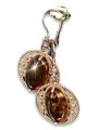 Russian Soviet silver rose gold plated 925 Amber earrings veab011