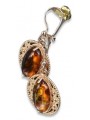 Boucles d’oreilles argentées soviétiques plaquées or rose 925 Amber veab011