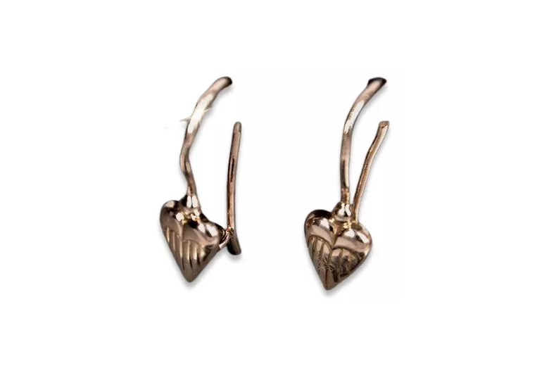 "Vintage-Inspired No Stone 14K Rose Gold Heart Earrings" ven090