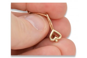 Cercei Vintage Unici din Aur Roz 14k 585 în Formă de Inimă, Fără Pietre ven102