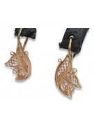 "Aretes Vintage de Hoja en Oro Rosa 14k 585 Original Sin Piedras" ven104