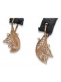 "Ornements d'oreilles feuille vintage en Or rose 14 carats 585, Pas de pierres" ven104