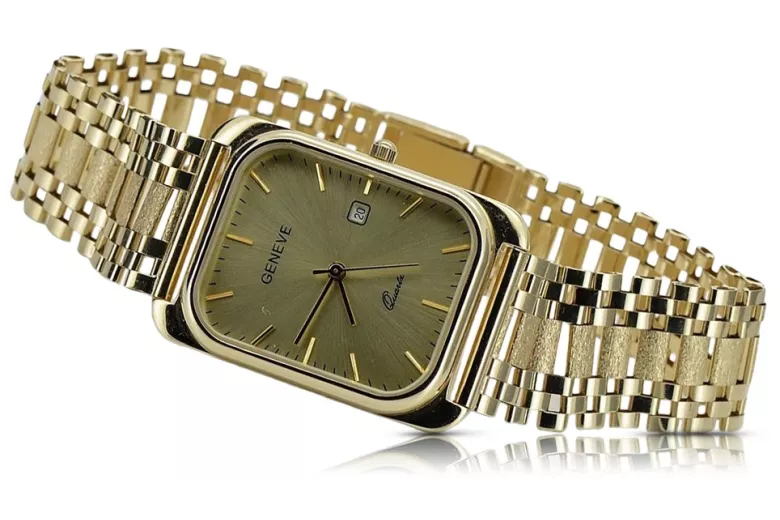 Reloj de oro para hombre Geneve ★ zlotychlopak.pl ★ Pureza de oro 585 333 Precio bajo!