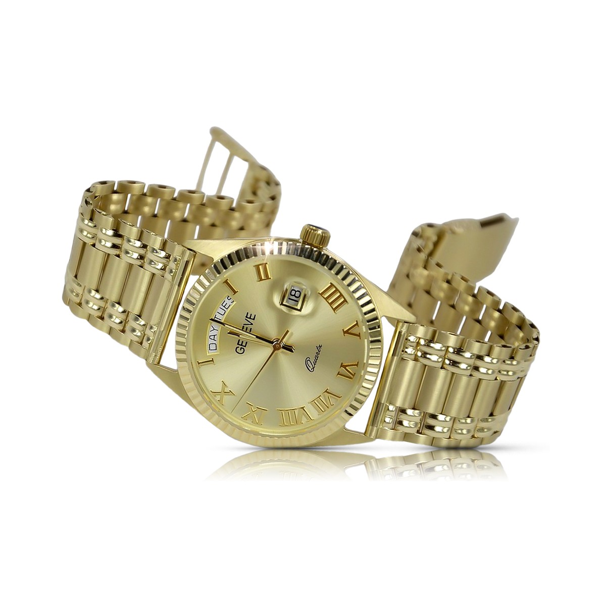 Gold men's watch Geneve ★ zlotychlopak.pl ★ Gold purity 585 333 Low Price!