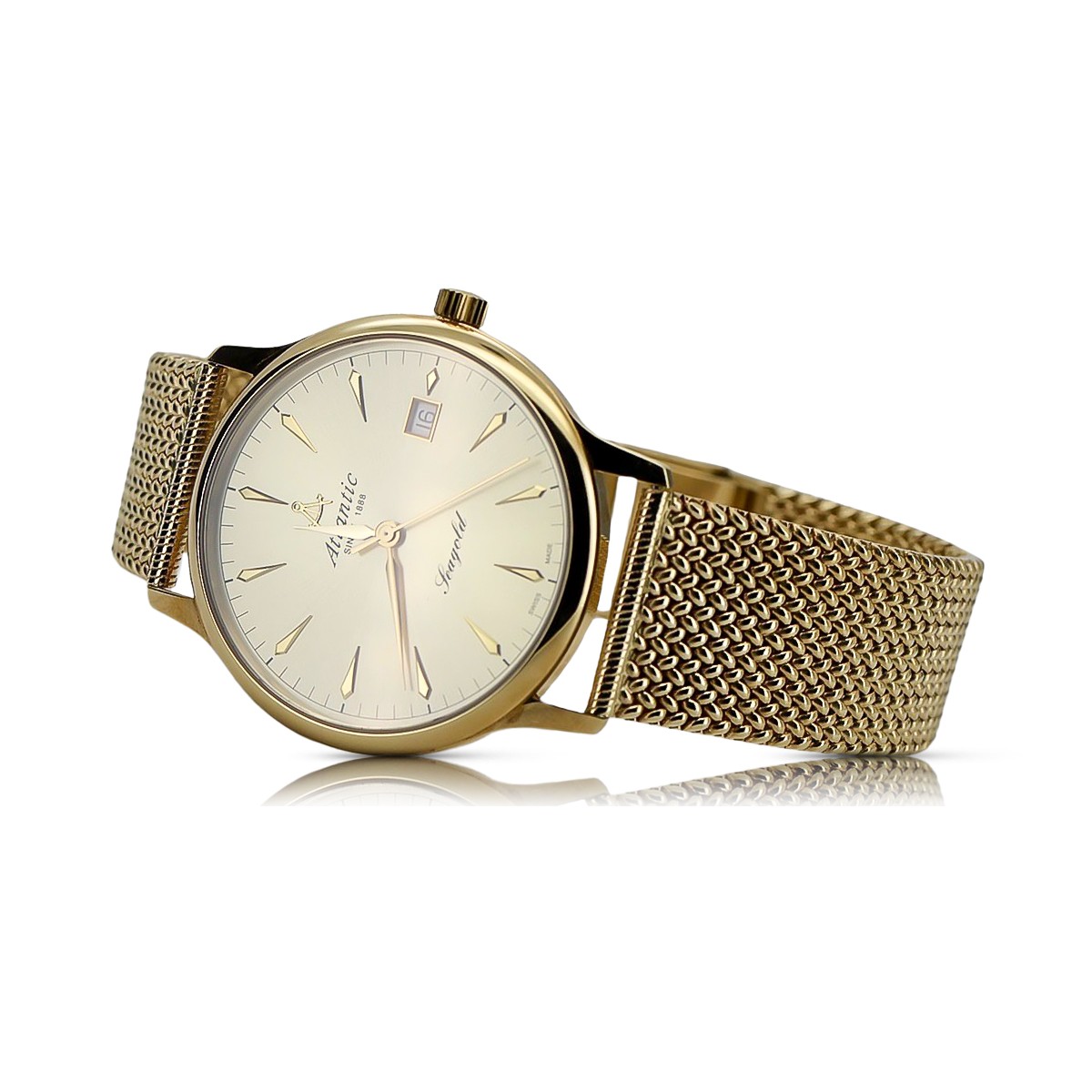 Gold men's watch Geneve ★ zlotychlopak.pl ★ Gold purity 585 333 Low Price!