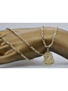 Jezus medallion & Corda Figaro 14k gold chain pj004y20&cc004y50