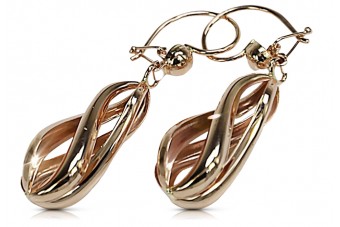 "Vintage Or rose 14K 585, boucles d'oreilles circulaires sans pierres" cen015r