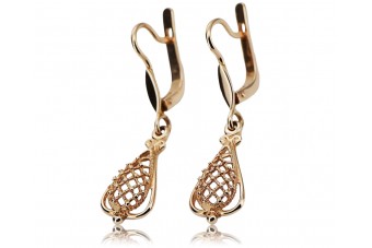 "Exclusivité vintage: Boucles d'oreilles feuille en or rose 14 carats 585 sans pierres" ven151