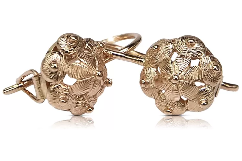 "Boucles d'oreilles vintage d'époque en or rose 14 carats 585, sans gemmes" ven207