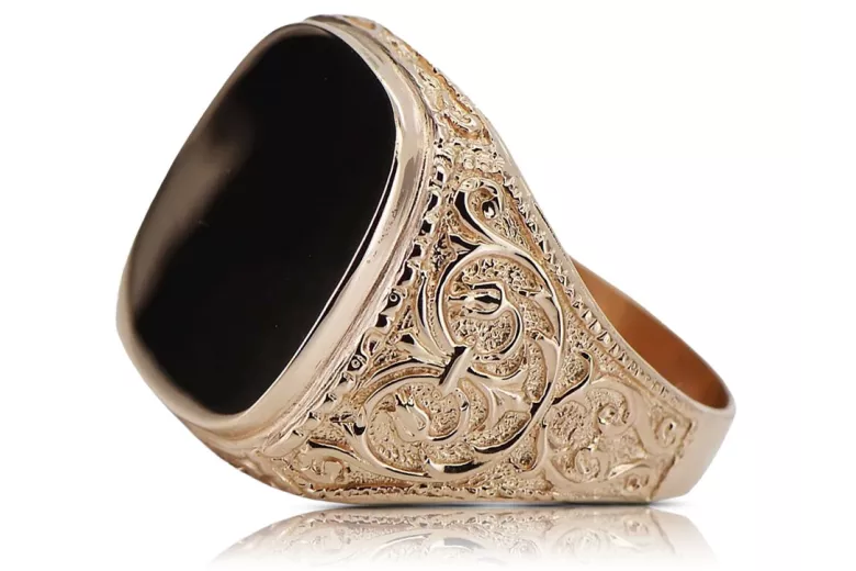 Rosa rusa Joyería de oro soviética anillo de hombre