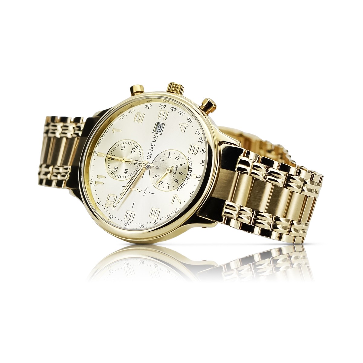 Gold men's watch Geneve ★ zlotychlopak.pl ★ Gold purity 585 333 Low Price!